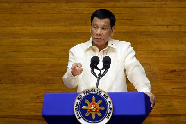 <p>File: Former Philippine president Rodrigo Duterte</p>