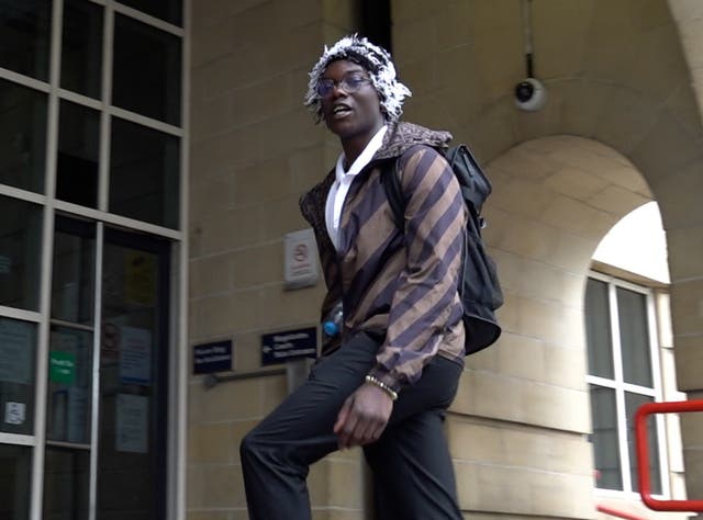 <p>Bacari-Bronze O'Garro, also known as Mizzy, arriving at Stratford Magistrates' Cour</p>