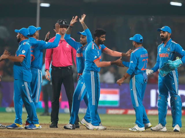 <p>India were three runs short of their World Cup record after reaching 410-4 </p>